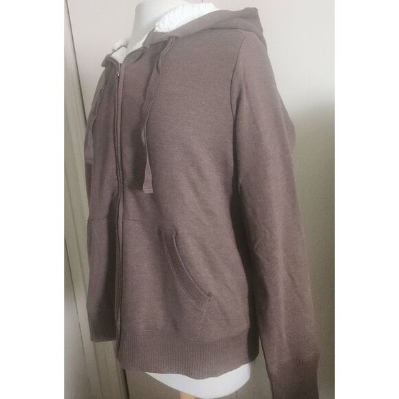 034 Faded Glory NWT brown hoodie with cream sherpa lining - Picture 6 of 8